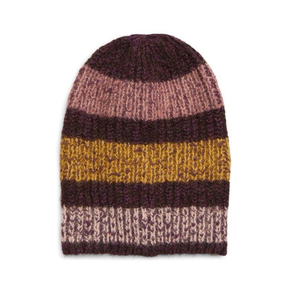 ❌Sold❌ Free People Striped Knit Beanie - Berry Rose